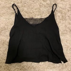 Black lace silky tank top